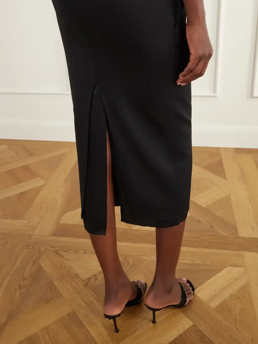 The Attico Layered Satin-trimmed Wool-blend Garbadine Midi Skirt | Thumbnail 5 The Attico Layered Satin-trimmed Wool-blend Garbadine Midi Skirt | Thumbnail 5