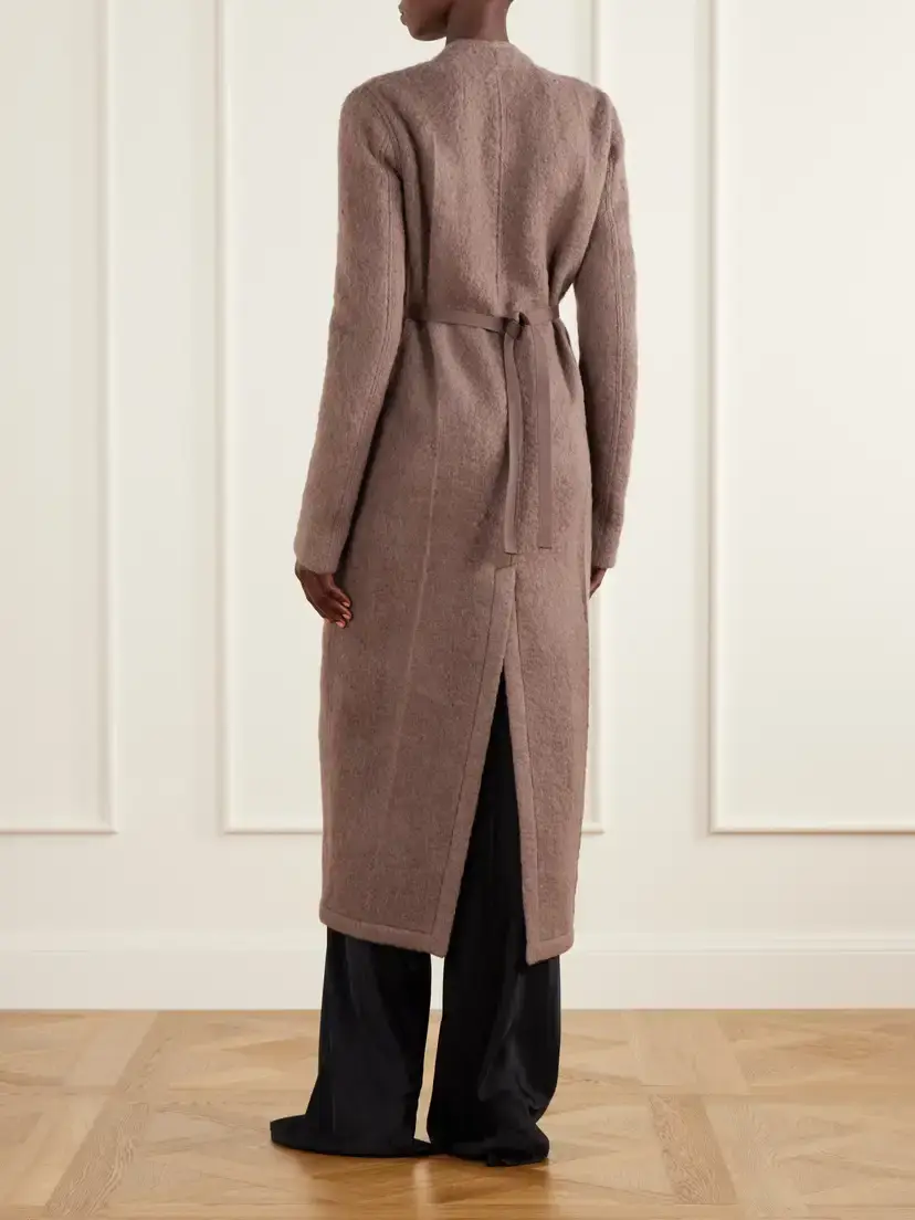 Rick Owens Leather-trimmed Brushed Alpaca And Wool-blend Wrap Coat | Thumbnail 3