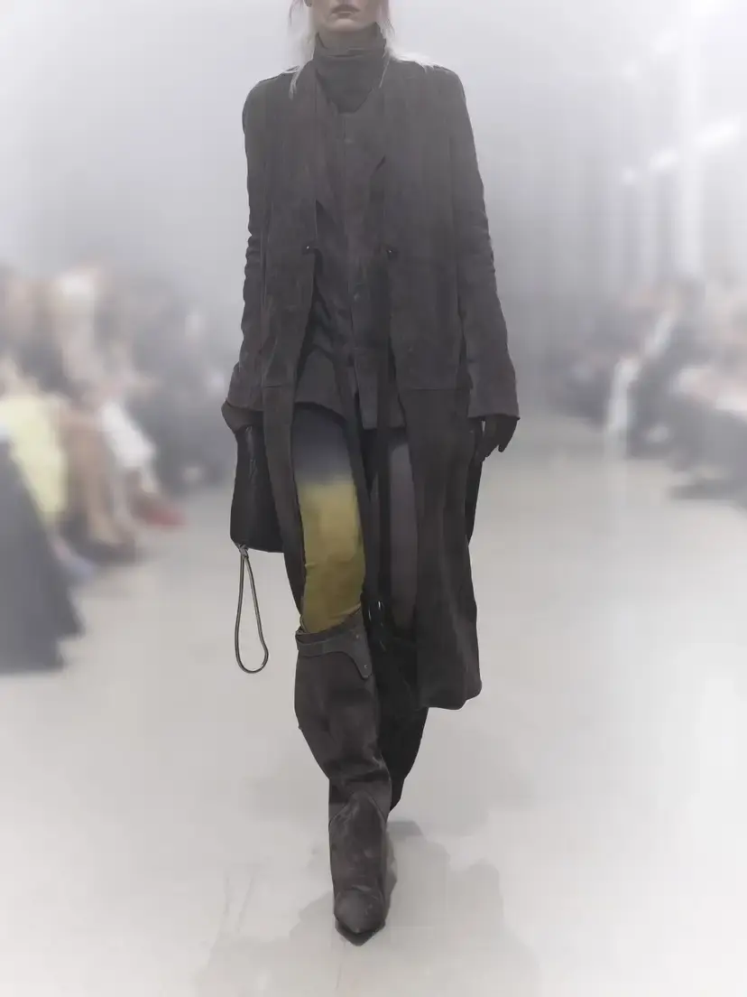 Rick Owens Leather-trimmed Brushed Alpaca And Wool-blend Wrap Coat | Thumbnail 5