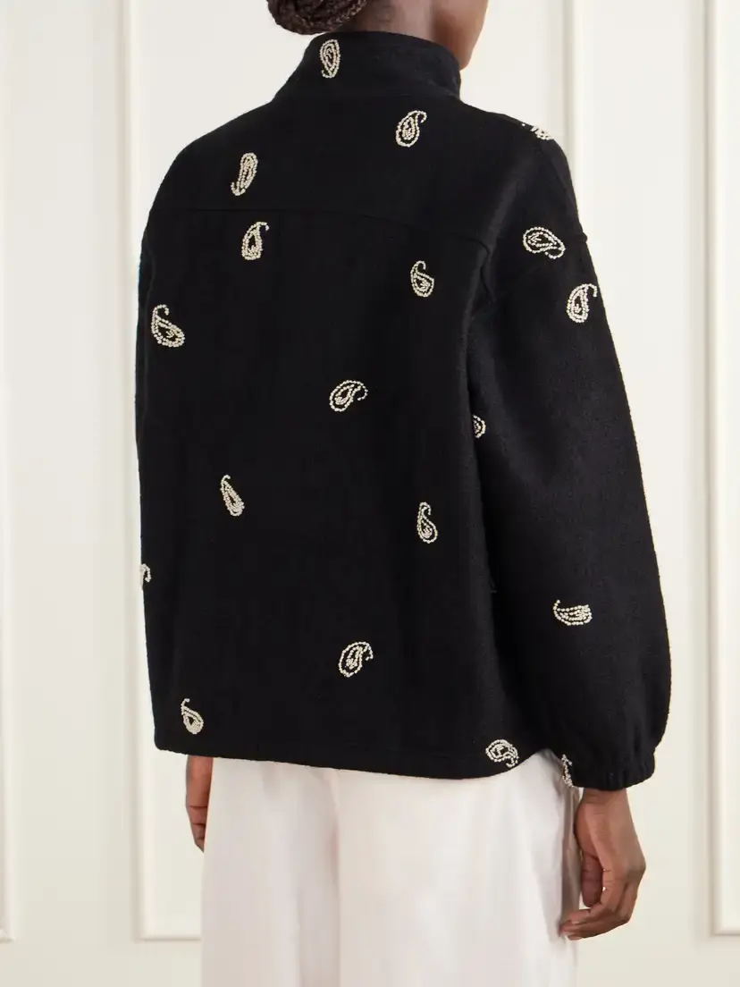 Kartik Research Paisley Kaza Bead-embellished Brushed-wool Jacket | Thumbnail 4