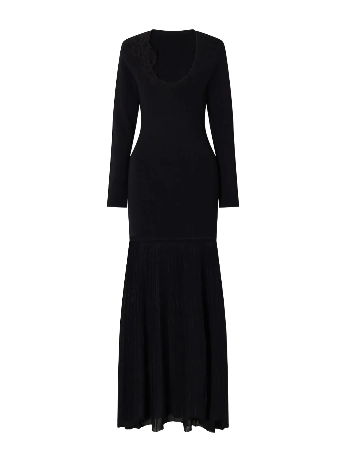 Aylu Lace-appliqué Contrast-panel Stretch-knit Maxi Dress
