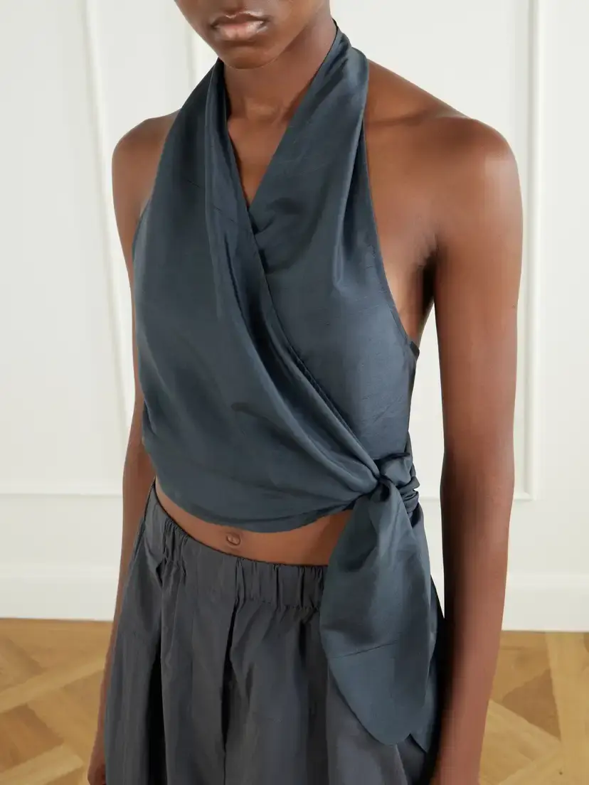 St. Agni Silk Wrap Halterneck Top | Thumbnail 4