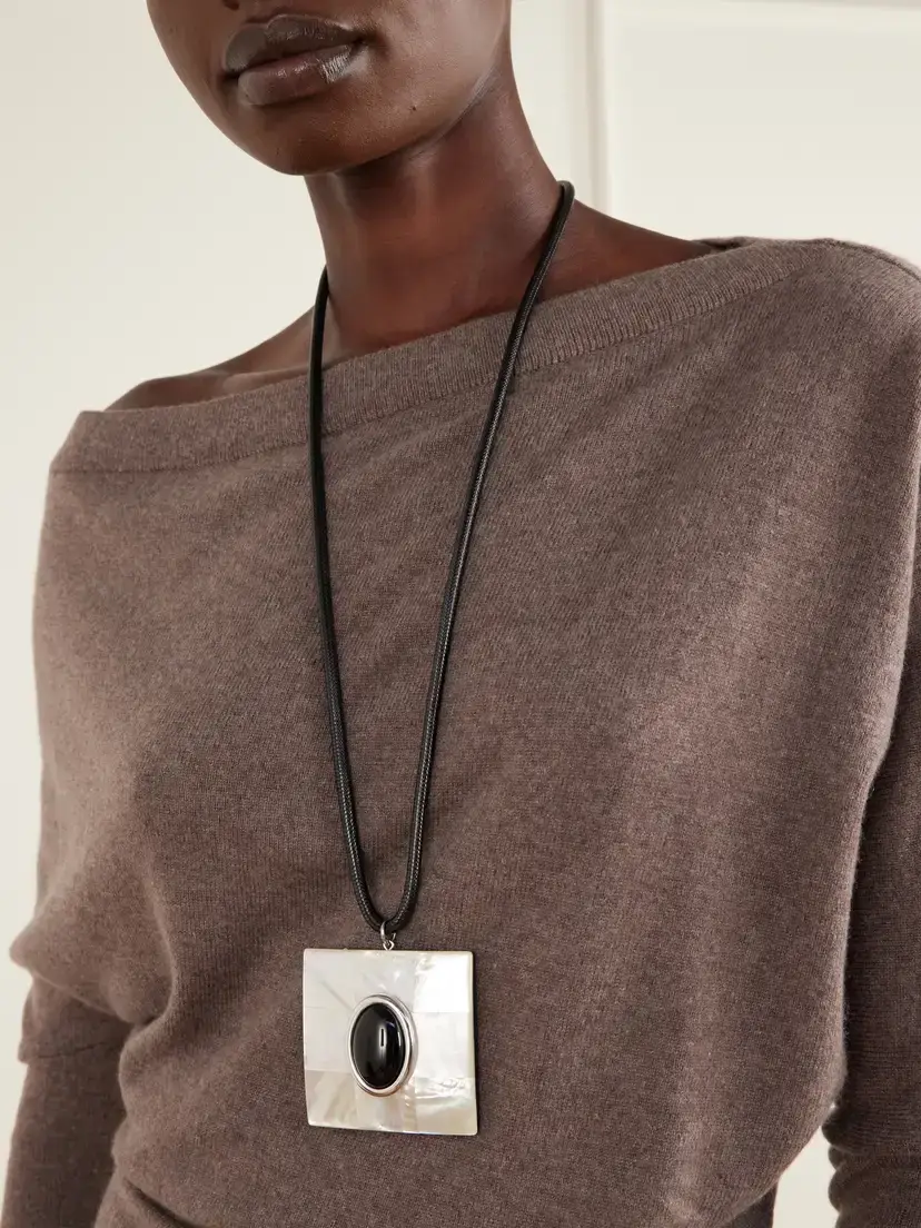 Julietta Chamonix Rhodium-plated, Onyx And Mother-of-pearl Cord Necklace | Thumbnail 2