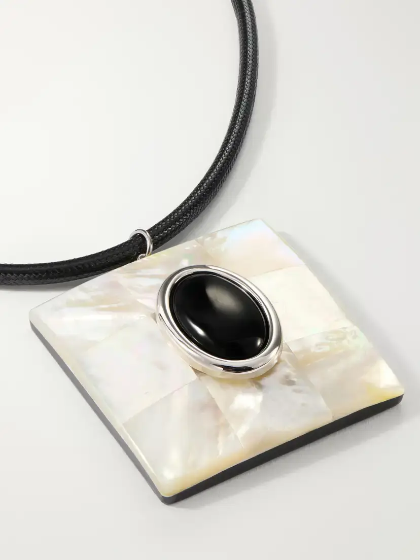 Julietta Chamonix Rhodium-plated, Onyx And Mother-of-pearl Cord Necklace | Thumbnail 4
