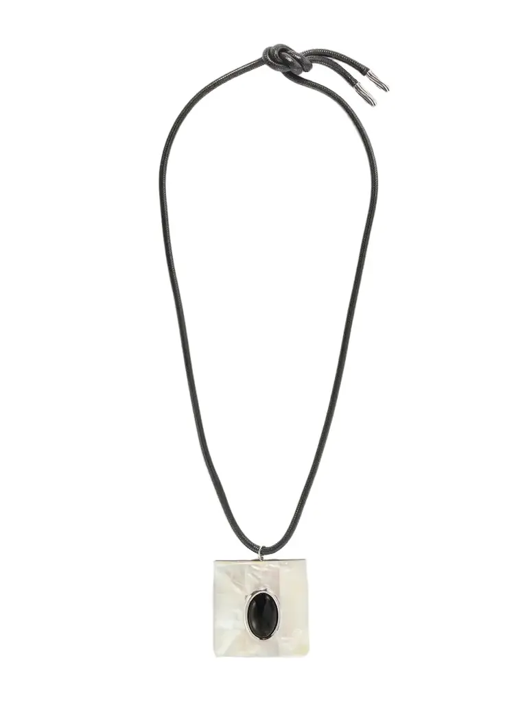 Julietta Chamonix Rhodium-plated, Onyx And Mother-of-pearl Cord Necklace