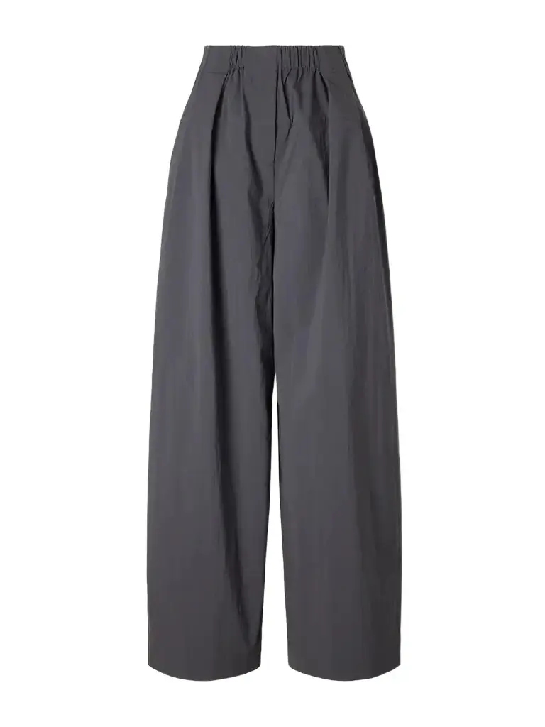 Pleated Cotton-blend Shell Wide-leg Pants Pleated Cotton-blend Shell Wide-leg Pants