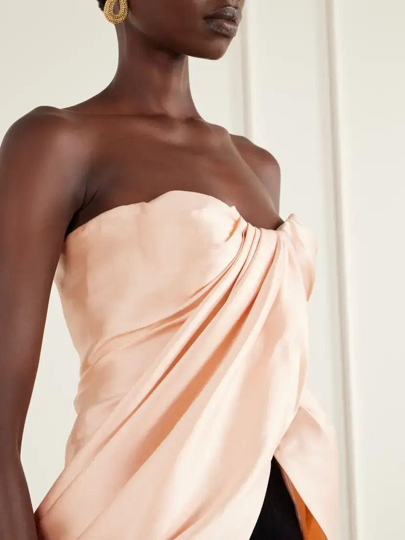 Costarellos Lyza Strapless Gathered Duchess-satin Blouse | Thumbnail 4