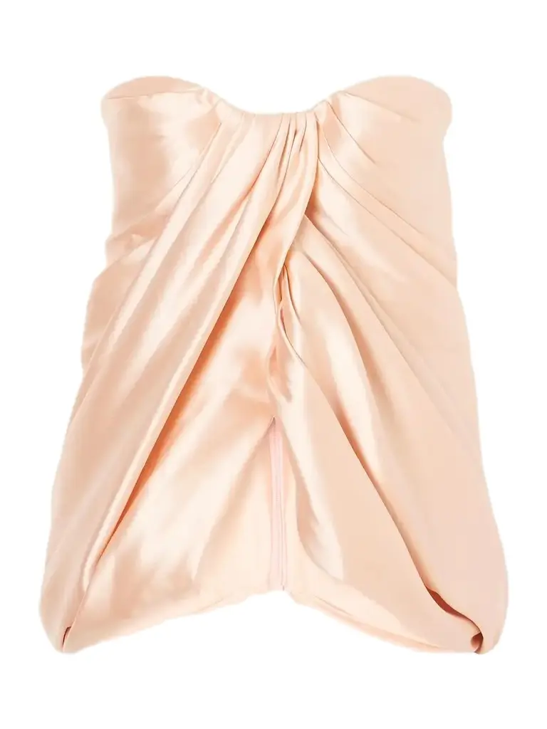 Costarellos Lyza Strapless Gathered Duchess-satin Blouse