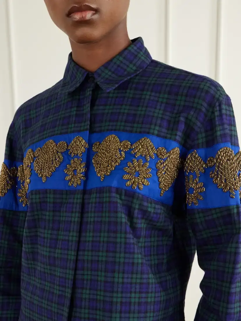 Dries Van Noten Embellished Checked Cotton-flannel Shirt | Thumbnail 5 Dries Van Noten Embellished Checked Cotton-flannel Shirt | Thumbnail 5