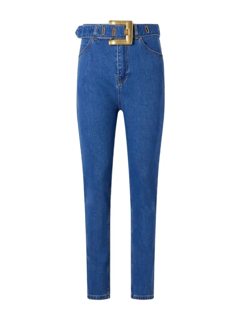 Balmain Belted High-waist Straight-leg Jeans