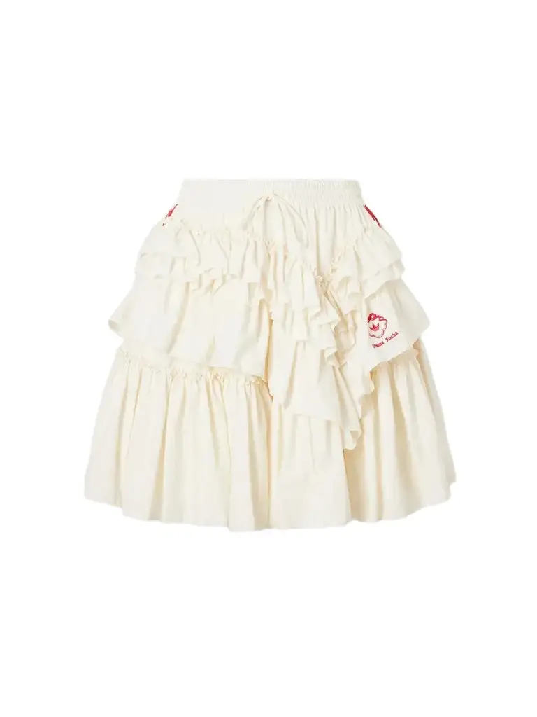 Simone Rocha + Adidas Originals Logo-embroidered Asymmetric Ruffled Jersey Mini Skirt