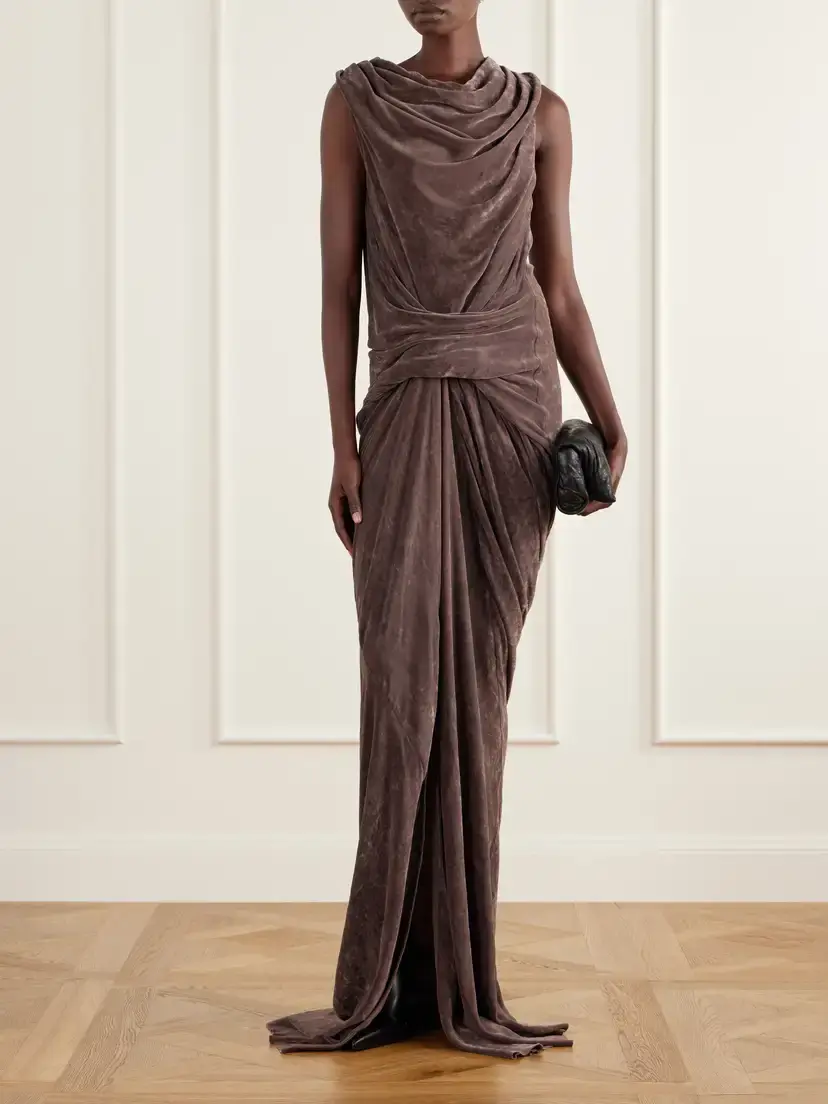 Rick Owens Strutter Draped Velvet Gown | Thumbnail 2