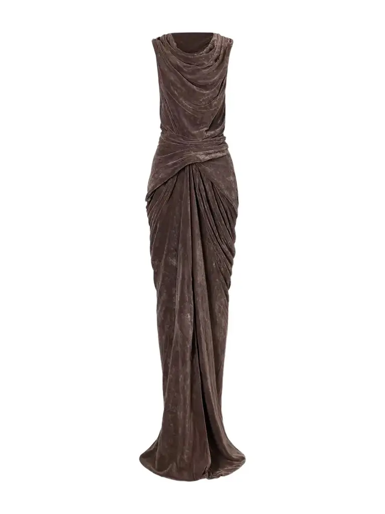 Rick Owens Strutter Draped Velvet Gown