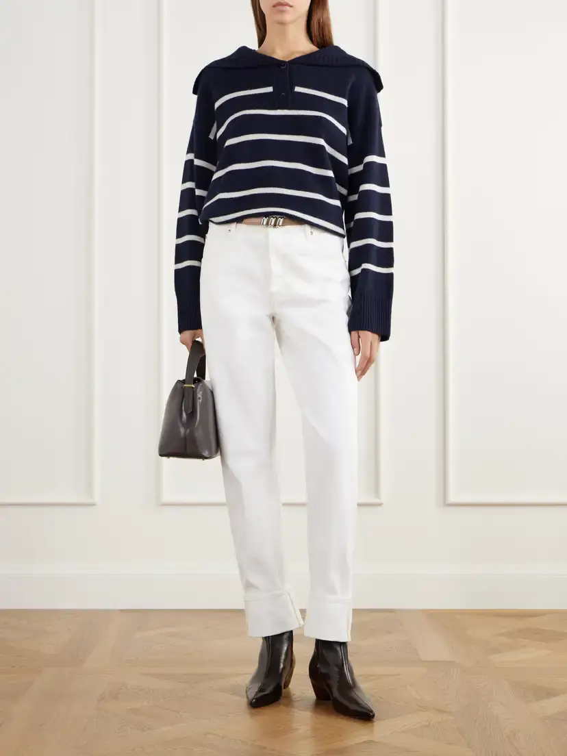 Frame Striped Cashmere Polo Shirt | Thumbnail 2 Frame Striped Cashmere Polo Shirt | Thumbnail 2
