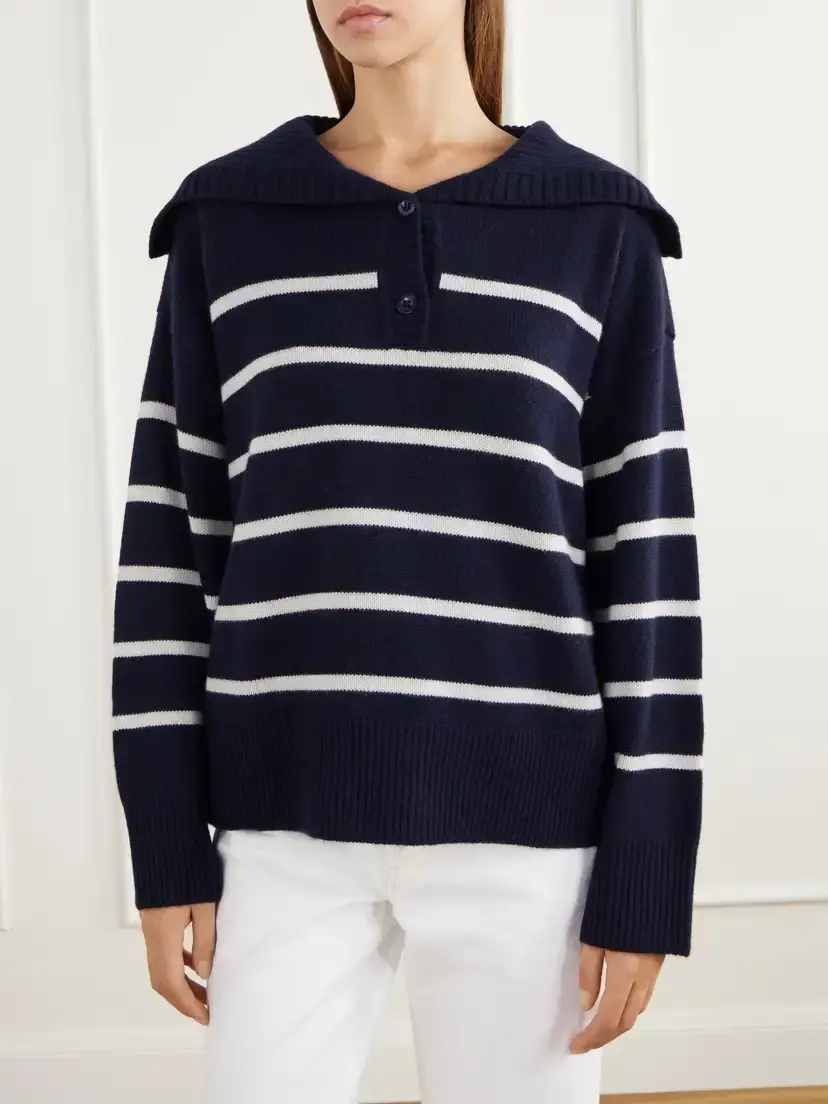 Frame Striped Cashmere Polo Shirt | Thumbnail 3 Frame Striped Cashmere Polo Shirt | Thumbnail 3