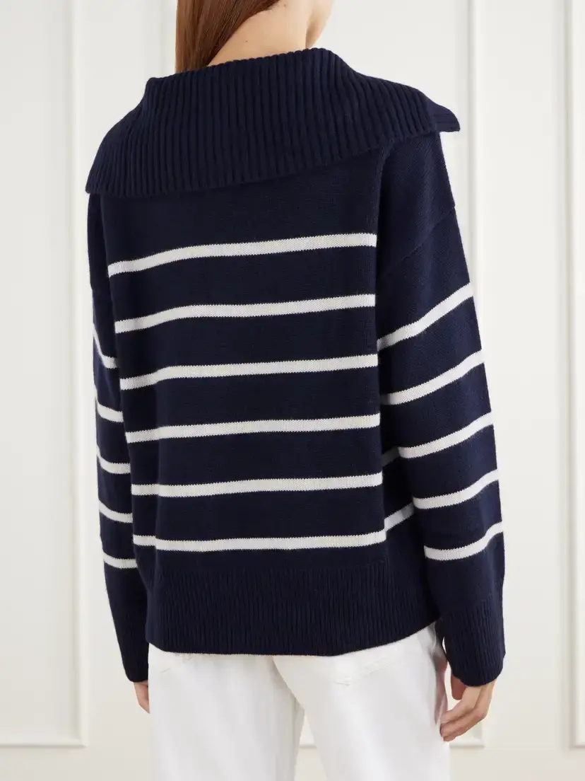 Frame Striped Cashmere Polo Shirt | Thumbnail 4 Frame Striped Cashmere Polo Shirt | Thumbnail 4