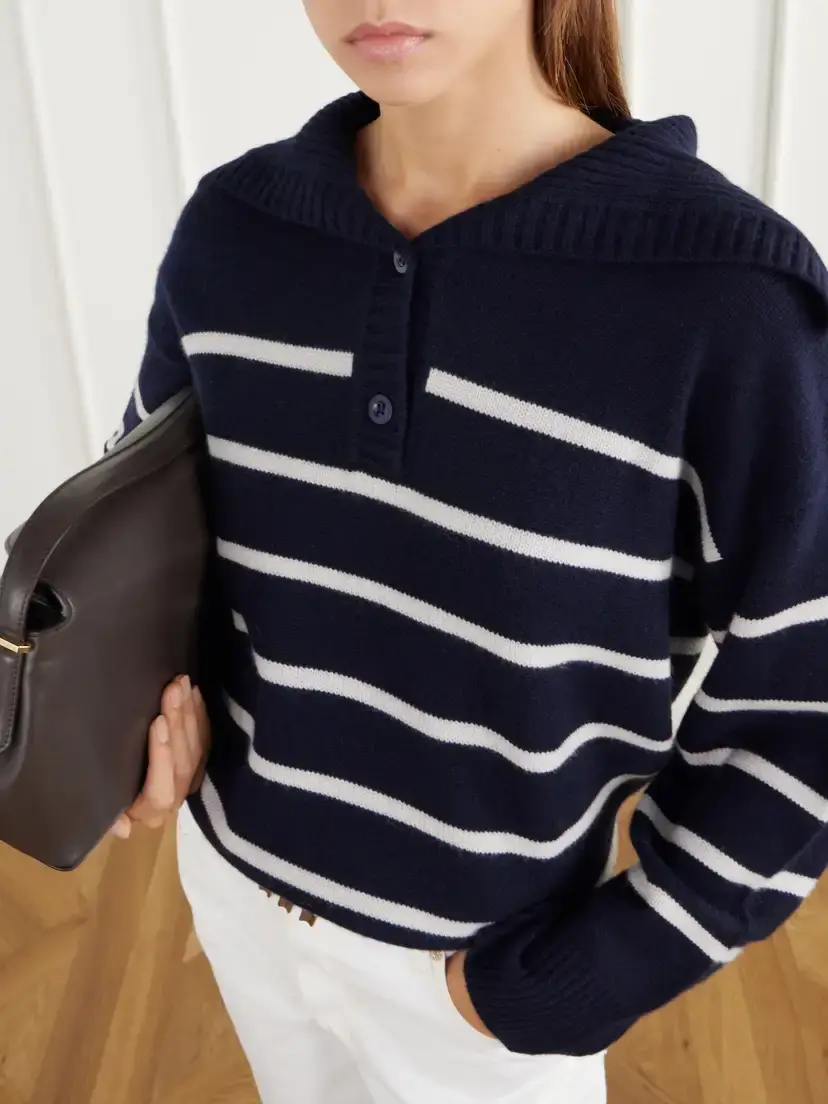 Frame Striped Cashmere Polo Shirt | Thumbnail 5 Frame Striped Cashmere Polo Shirt | Thumbnail 5