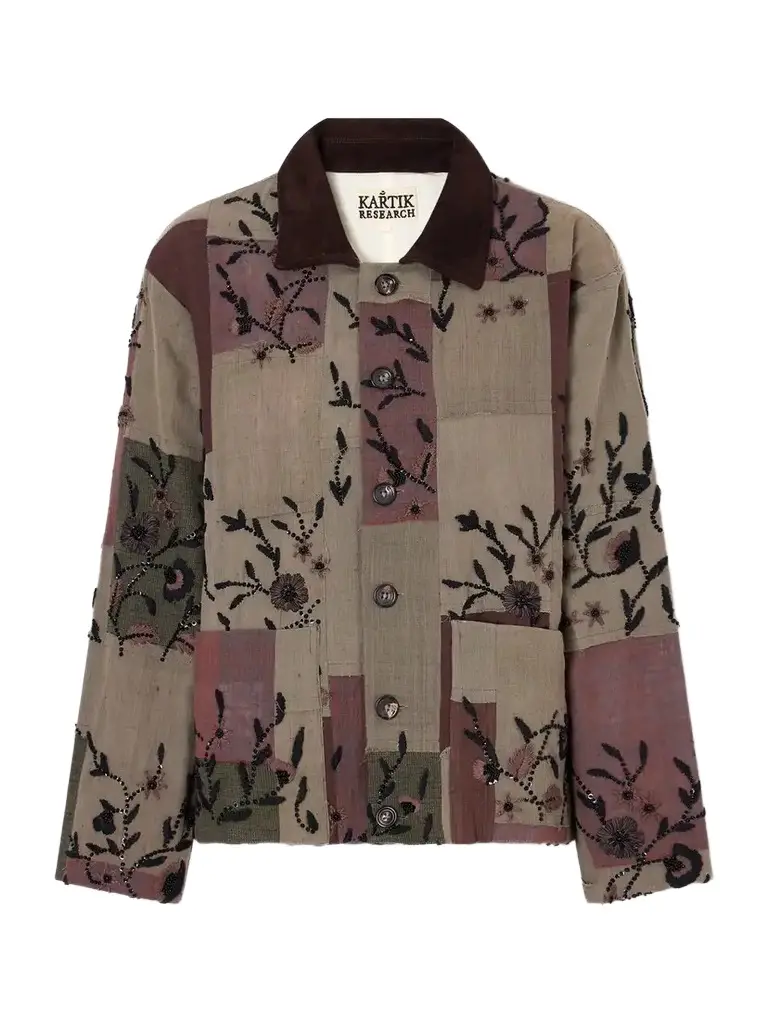 Kartik Research Embellished Suede-trimmed Patchwork Woven Cotton Jacket