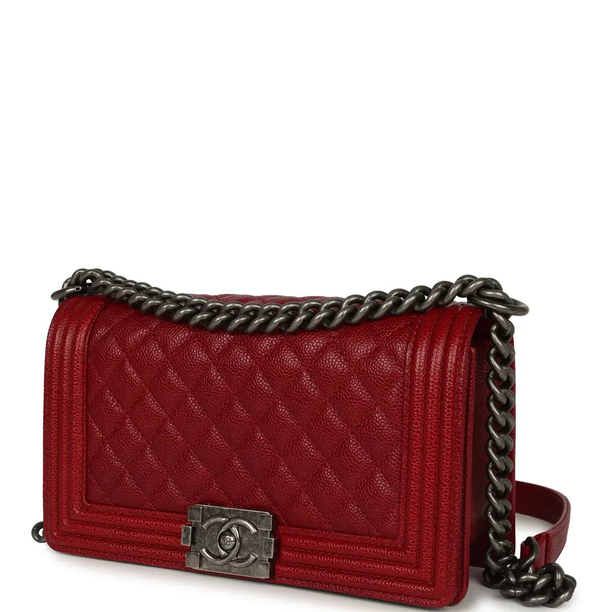 Chanel Chanel Medium Boy Bag Dark Red Shiny Caviar Aged Ruthenium Hardware | Thumbnail 5 Chanel Chanel Medium Boy Bag Dark Red Shiny Caviar Aged Ruthenium Hardware | Thumbnail 5