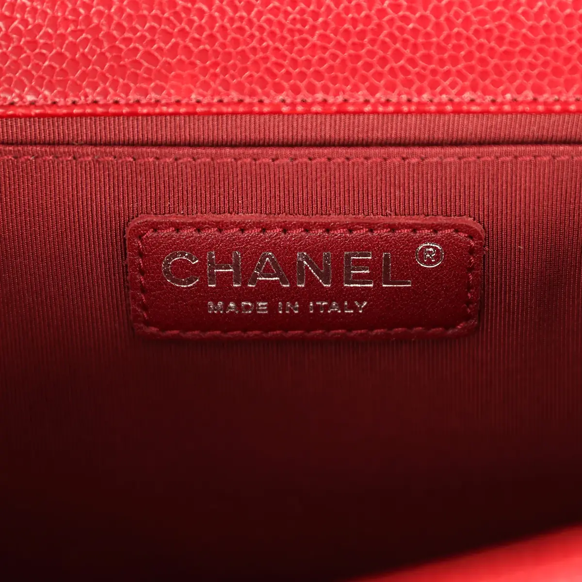 Chanel Chanel Medium Boy Bag Dark Red Shiny Caviar Aged Ruthenium Hardware | Thumbnail 9 Chanel Chanel Medium Boy Bag Dark Red Shiny Caviar Aged Ruthenium Hardware | Thumbnail 9