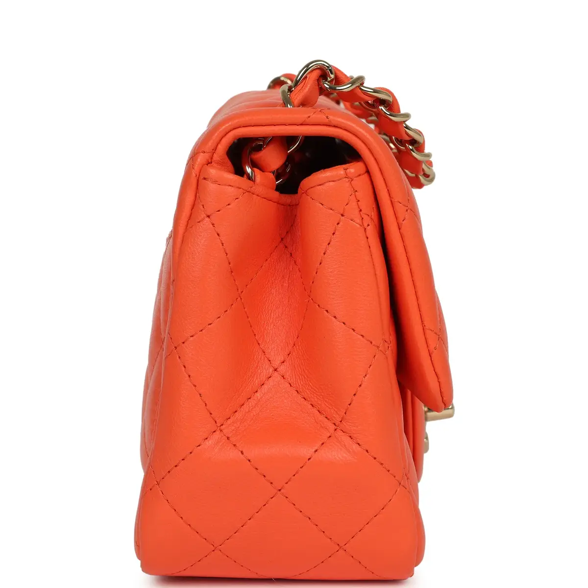 Chanel Chanel Mini Classic Square Flap Bag Orange Lambskin Gold Hardware | Thumbnail 3 Chanel Chanel Mini Classic Square Flap Bag Orange Lambskin Gold Hardware | Thumbnail 3