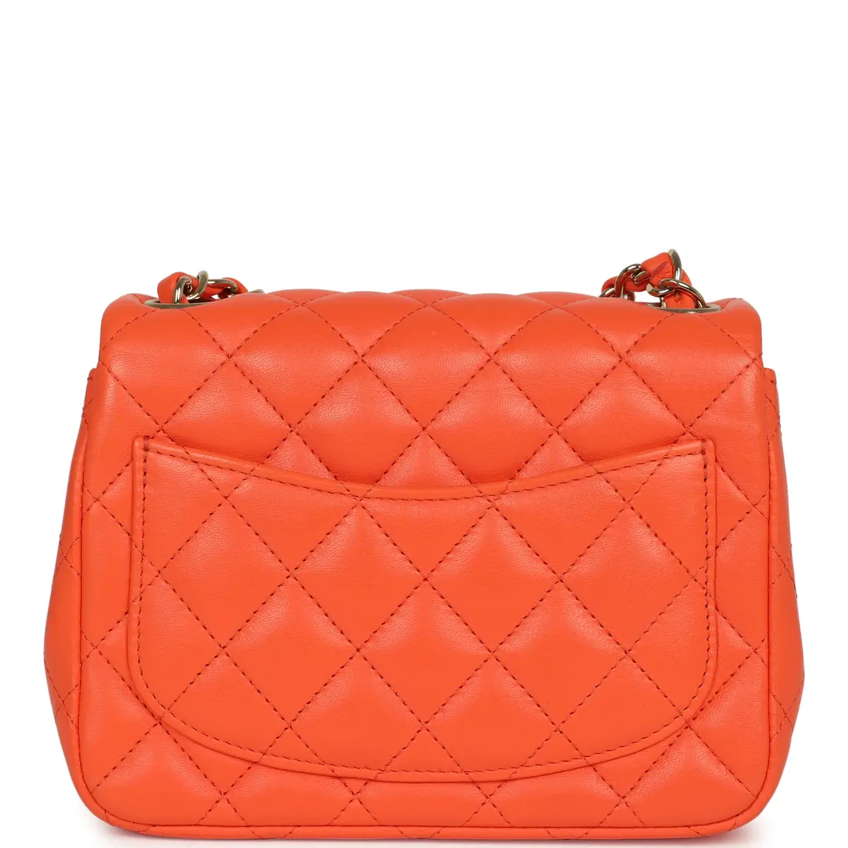 Chanel Chanel Mini Classic Square Flap Bag Orange Lambskin Gold Hardware | Thumbnail 4 Chanel Chanel Mini Classic Square Flap Bag Orange Lambskin Gold Hardware | Thumbnail 4