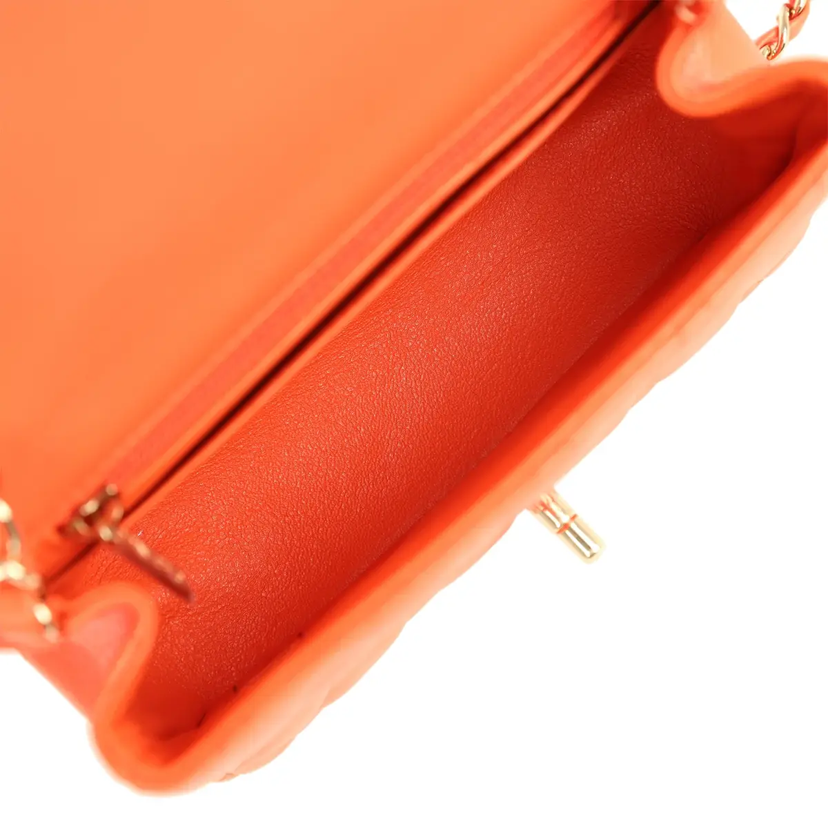 Chanel Chanel Mini Classic Square Flap Bag Orange Lambskin Gold Hardware | Thumbnail 8 Chanel Chanel Mini Classic Square Flap Bag Orange Lambskin Gold Hardware | Thumbnail 8