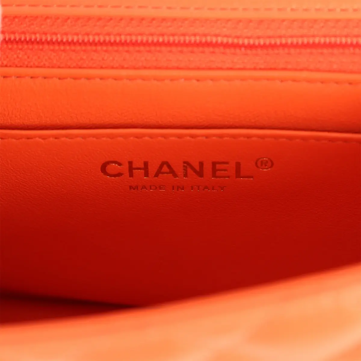 Chanel Chanel Mini Classic Square Flap Bag Orange Lambskin Gold Hardware | Thumbnail 10 Chanel Chanel Mini Classic Square Flap Bag Orange Lambskin Gold Hardware | Thumbnail 10