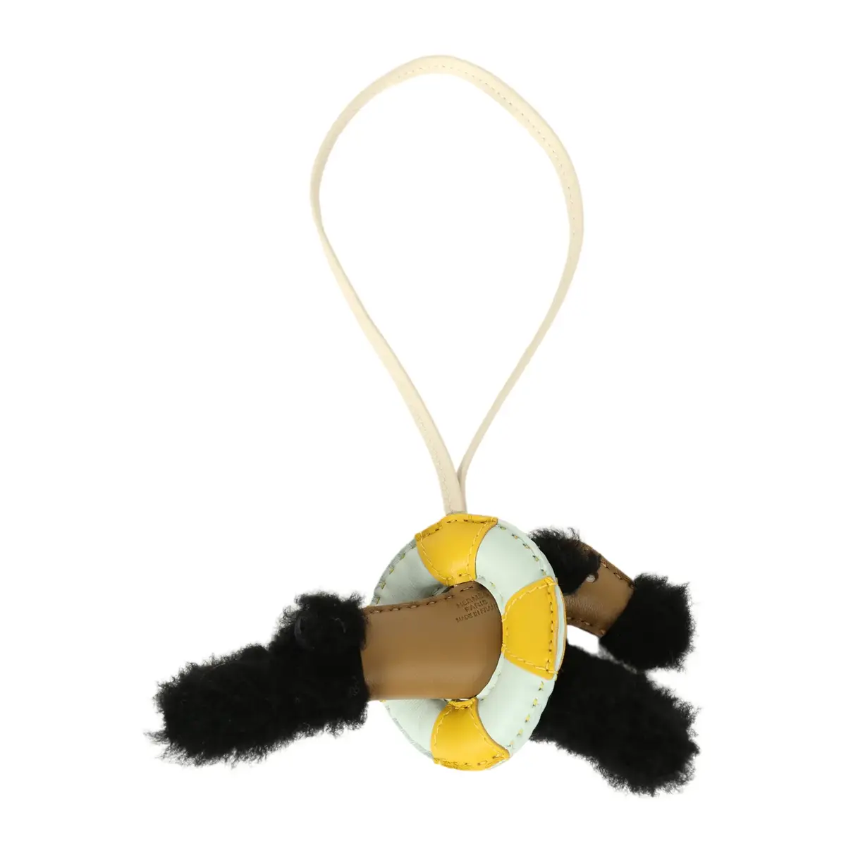 HERMÈS Hermes "A La Mer" Budy Charm Black, Dune, Craie, Jaune De Naples, Vert Peppermint Merino Wool, Milo Lambskin | Thumbnail 2