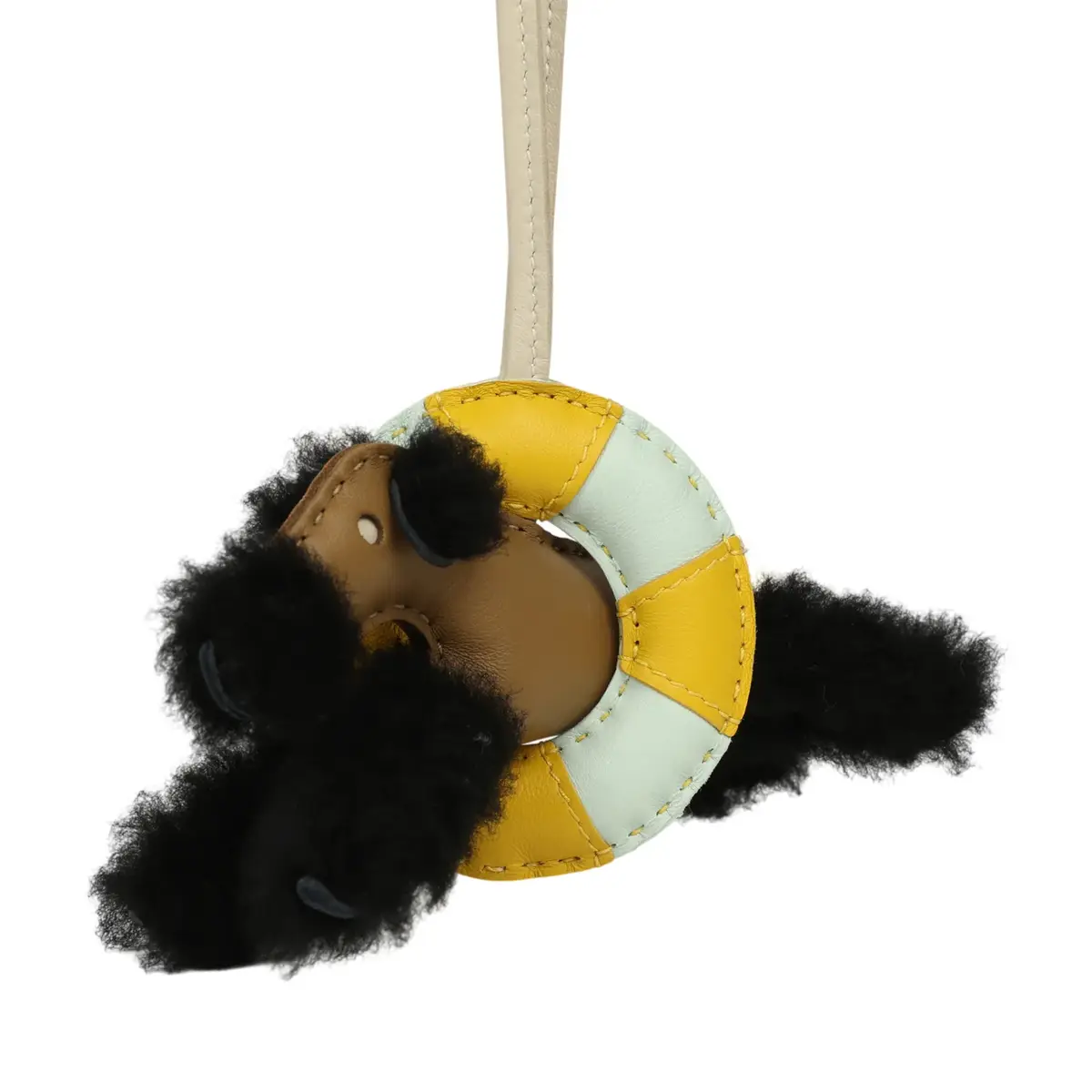HERMÈS Hermes "A La Mer" Budy Charm Black, Dune, Craie, Jaune De Naples, Vert Peppermint Merino Wool, Milo Lambskin | Thumbnail 4
