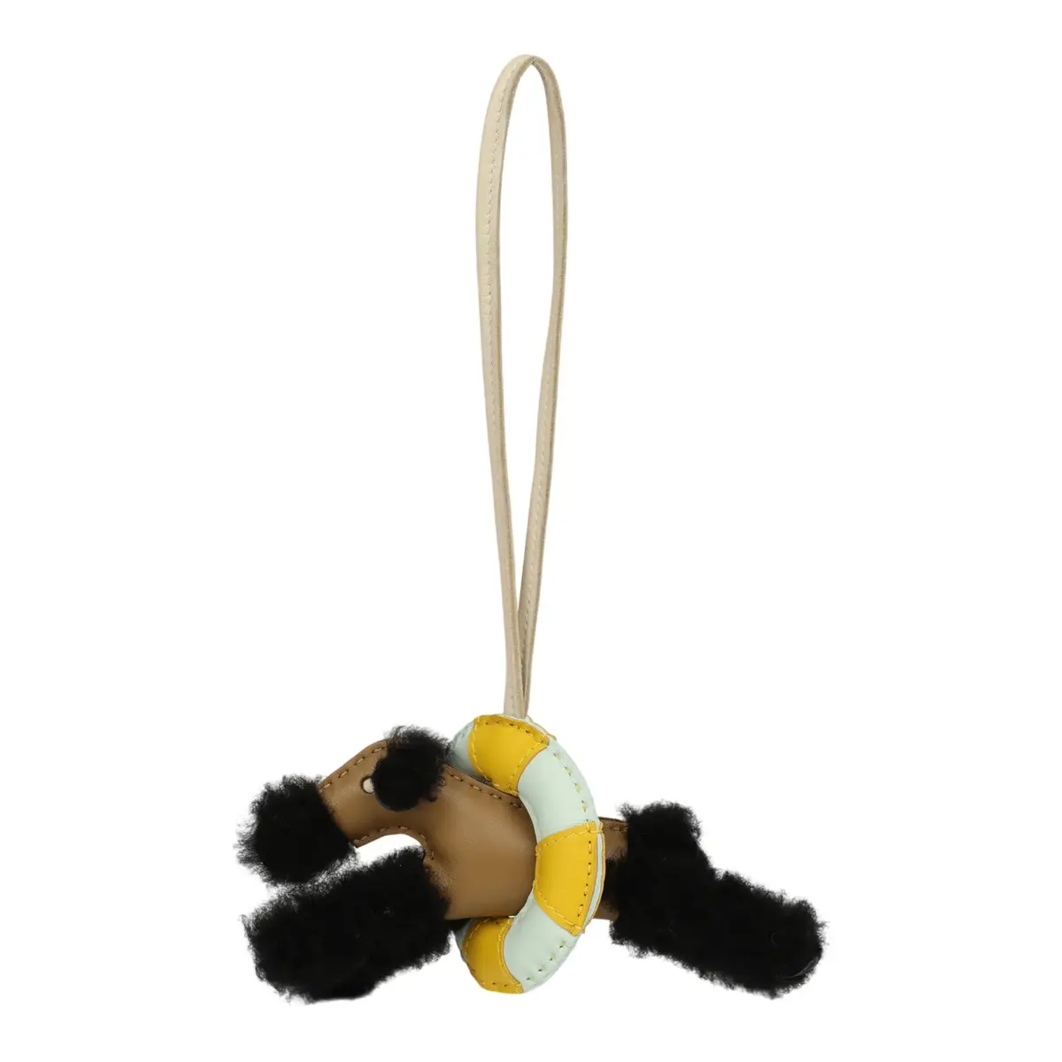 HERMÈS Hermes "A La Mer" Budy Charm Black, Dune, Craie, Jaune De Naples, Vert Peppermint Merino Wool, Milo Lambskin | Thumbnail 5