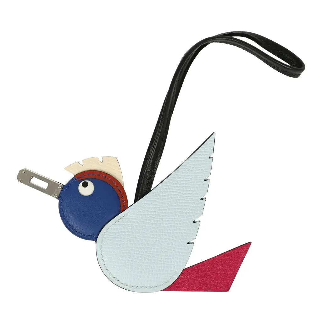 Hermes Birdy Charm Bleu Brume, Rose Mexico, Bleu Royal, Cuivre, Nata, Black Epsom, Chevre Mysore, Swift, Milo Lambskin Palladium Hardware