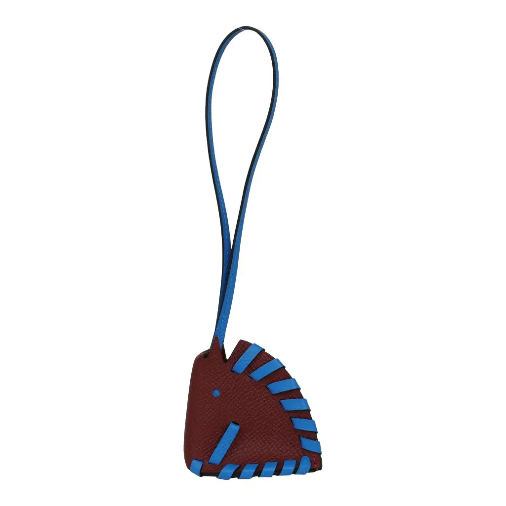 Hermes Cheval Tresse Bag Charm Rouge H, Bleu Hydra Epsom Hermes Cheval Tresse Bag Charm Rouge H, Bleu Hydra Epsom
