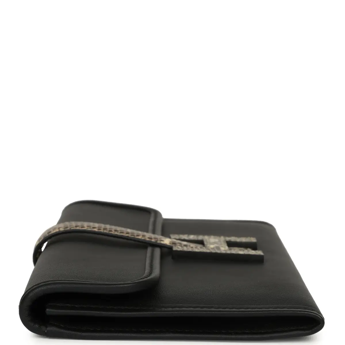 HERMÈS Hermes Jige Duo Clutch Black Swift, Varanus Niloticus Lizard Touch Palladium Hardware | Thumbnail 4 HERMÈS Hermes Jige Duo Clutch Black Swift, Varanus Niloticus Lizard Touch Palladium Hardware | Thumbnail 4