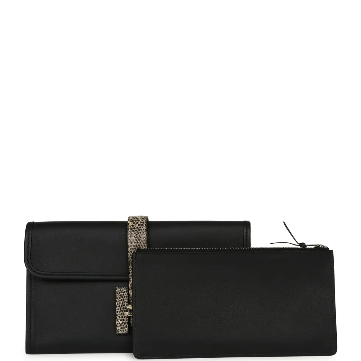 HERMÈS Hermes Jige Duo Clutch Black Swift, Varanus Niloticus Lizard Touch Palladium Hardware | Thumbnail 7 HERMÈS Hermes Jige Duo Clutch Black Swift, Varanus Niloticus Lizard Touch Palladium Hardware | Thumbnail 7