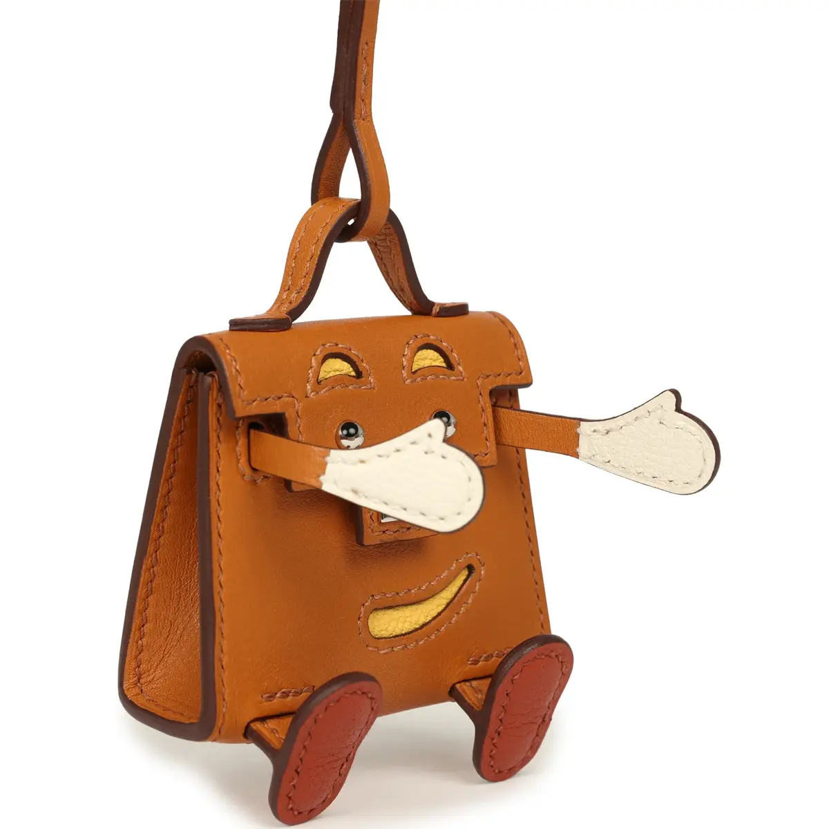 HERMÈS Hermes Mini Kelly Doll Idole Bag Charm Naturel Sable Butler and Nata, Brique, Jaune Mango Chevre Mysore Palladium Hardware | Thumbnail 3 HERMÈS Hermes Mini Kelly Doll Idole Bag Charm Naturel Sable Butler and Nata, Brique, Jaune Mango Chevre Mysore Palladium Hardware | Thumbnail 3