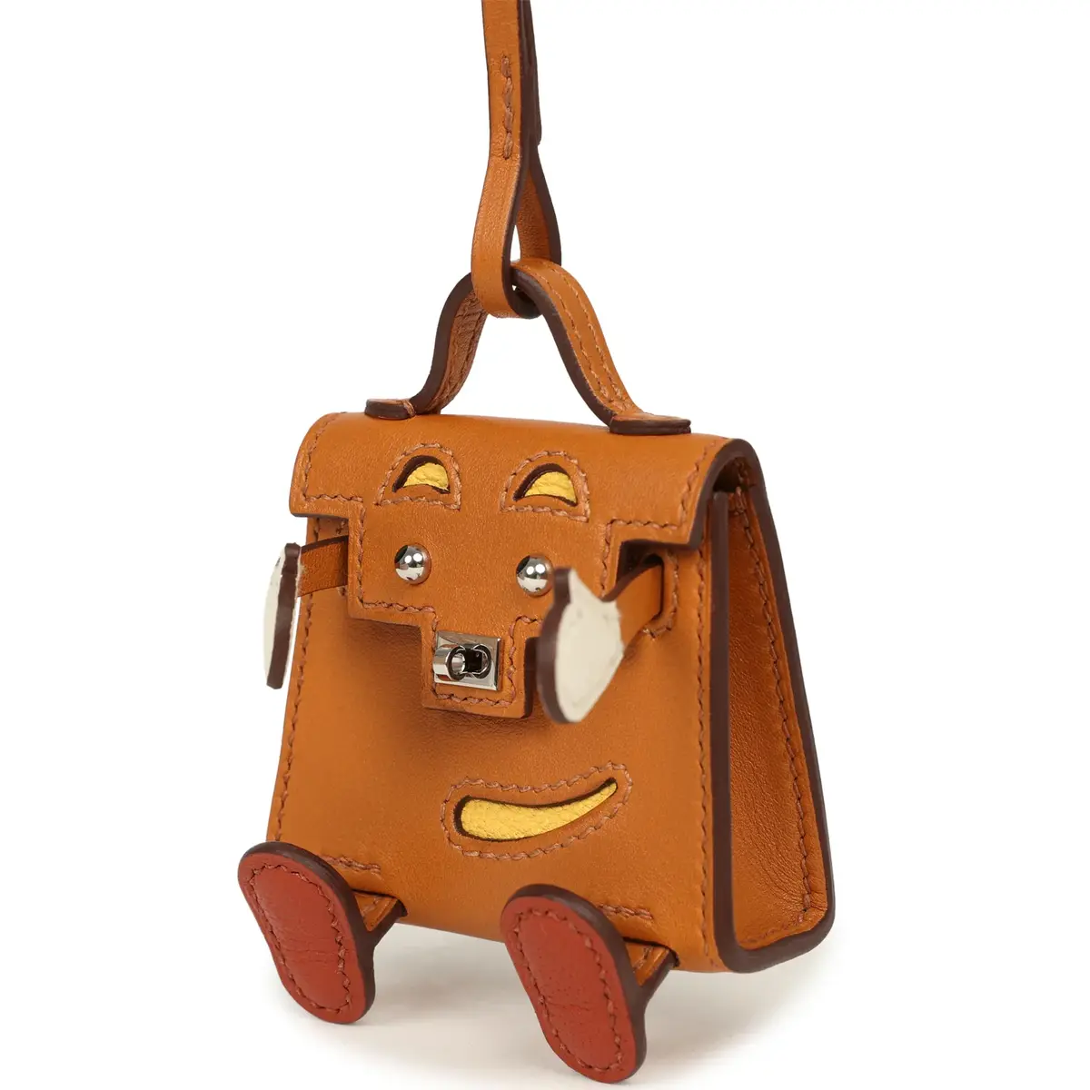 HERMÈS Hermes Mini Kelly Doll Idole Bag Charm Naturel Sable Butler and Nata, Brique, Jaune Mango Chevre Mysore Palladium Hardware | Thumbnail 5 HERMÈS Hermes Mini Kelly Doll Idole Bag Charm Naturel Sable Butler and Nata, Brique, Jaune Mango Chevre Mysore Palladium Hardware | Thumbnail 5