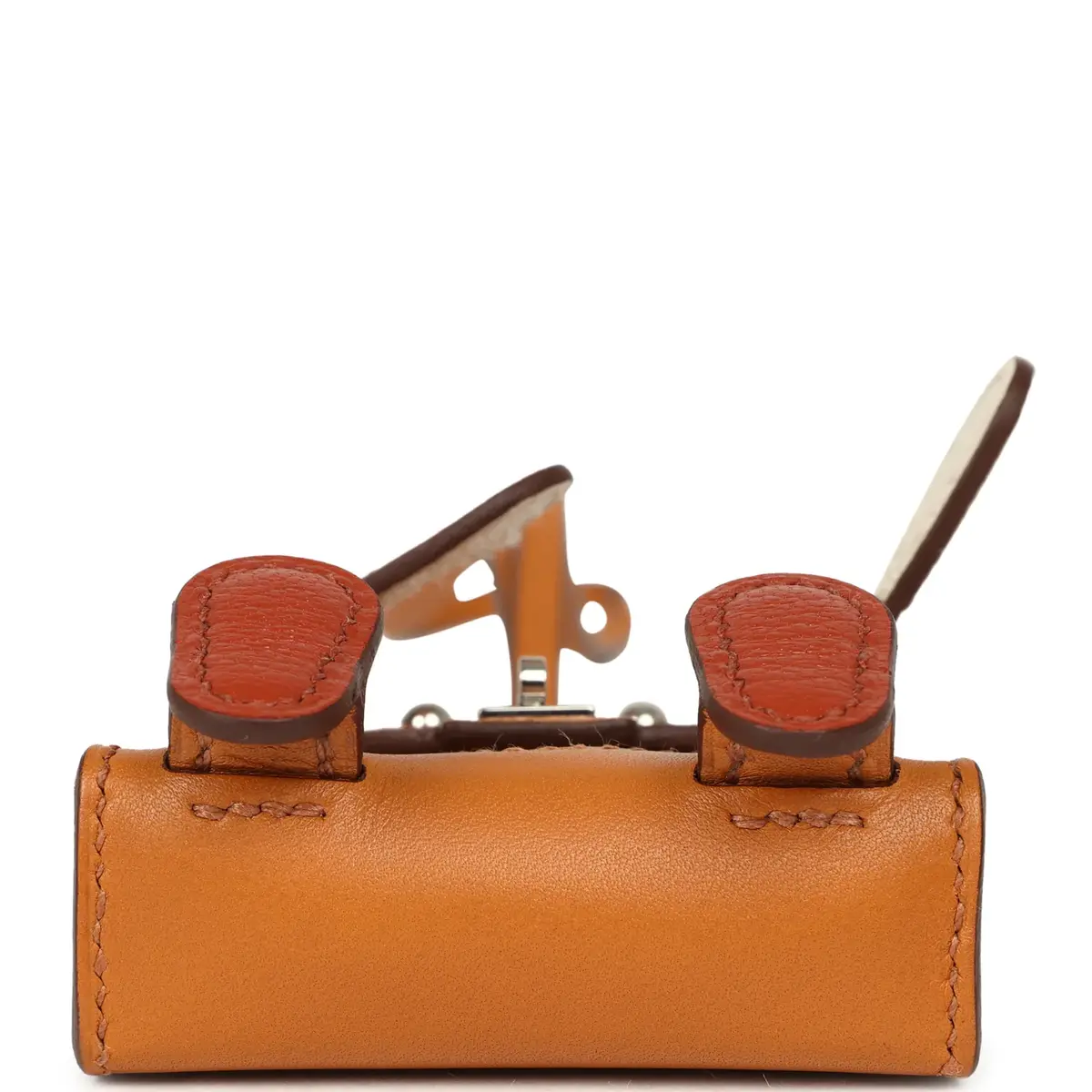 HERMÈS Hermes Mini Kelly Doll Idole Bag Charm Naturel Sable Butler and Nata, Brique, Jaune Mango Chevre Mysore Palladium Hardware | Thumbnail 6 HERMÈS Hermes Mini Kelly Doll Idole Bag Charm Naturel Sable Butler and Nata, Brique, Jaune Mango Chevre Mysore Palladium Hardware | Thumbnail 6