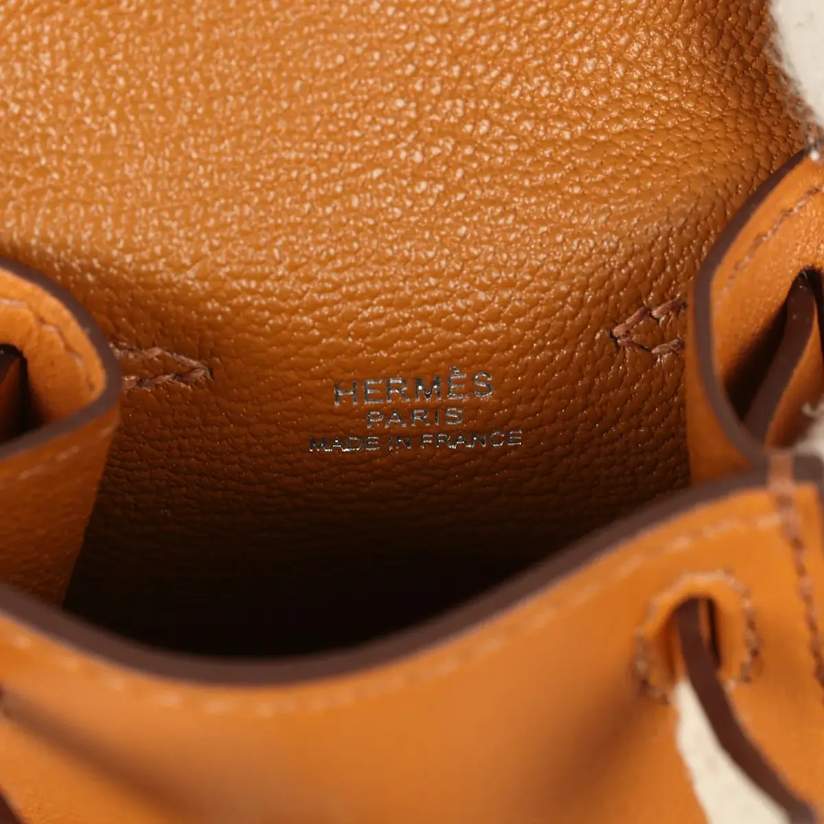 HERMÈS Hermes Mini Kelly Doll Idole Bag Charm Naturel Sable Butler and Nata, Brique, Jaune Mango Chevre Mysore Palladium Hardware | Thumbnail 7 HERMÈS Hermes Mini Kelly Doll Idole Bag Charm Naturel Sable Butler and Nata, Brique, Jaune Mango Chevre Mysore Palladium Hardware | Thumbnail 7