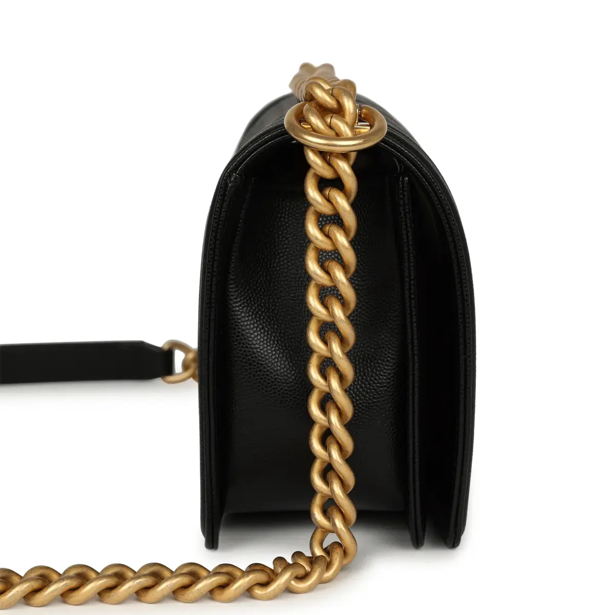 Chanel Pre-owned Chanel Medium Boy Bag Black Caviar Antique Gold Hardware | Thumbnail 3 Chanel Pre-owned Chanel Medium Boy Bag Black Caviar Antique Gold Hardware | Thumbnail 3