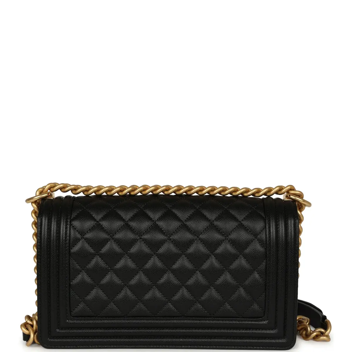 Chanel Pre-owned Chanel Medium Boy Bag Black Caviar Antique Gold Hardware | Thumbnail 4 Chanel Pre-owned Chanel Medium Boy Bag Black Caviar Antique Gold Hardware | Thumbnail 4