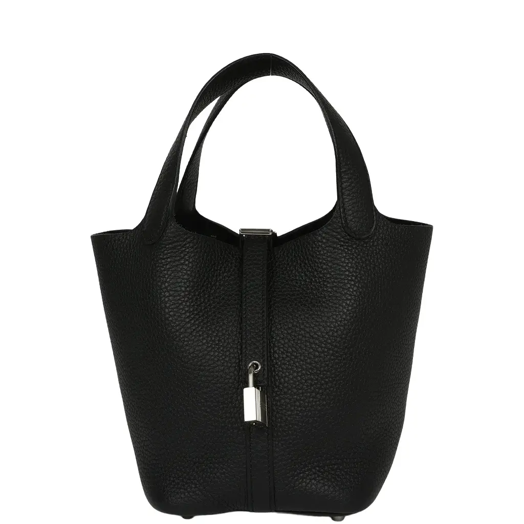 HERMÈS Pre-owned Hermes Picotin Lock 18 Black Clemence Palladium Hardware