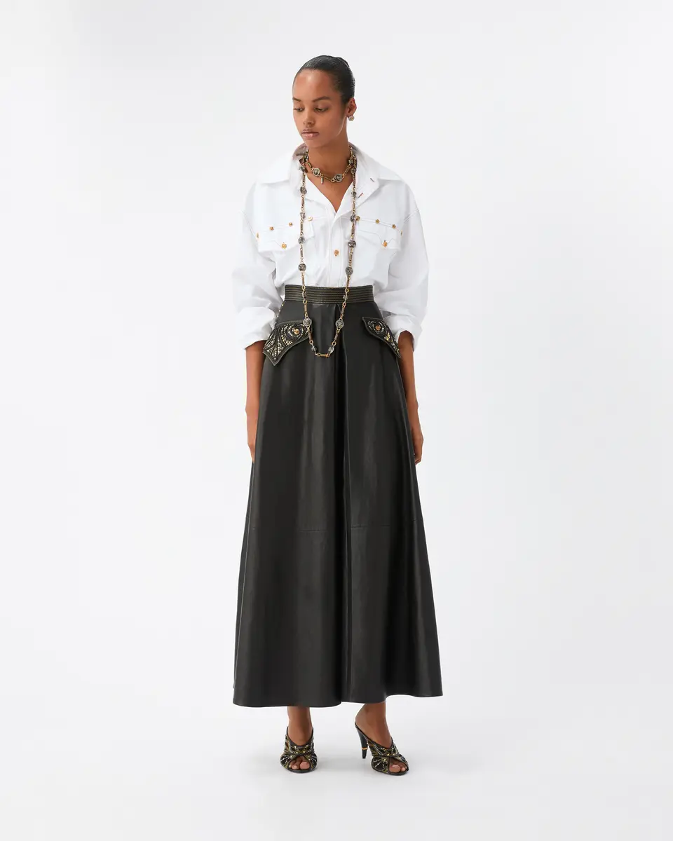 Versace Embroidered Nappa Long Skirt | Thumbnail 2 Versace Embroidered Nappa Long Skirt | Thumbnail 2