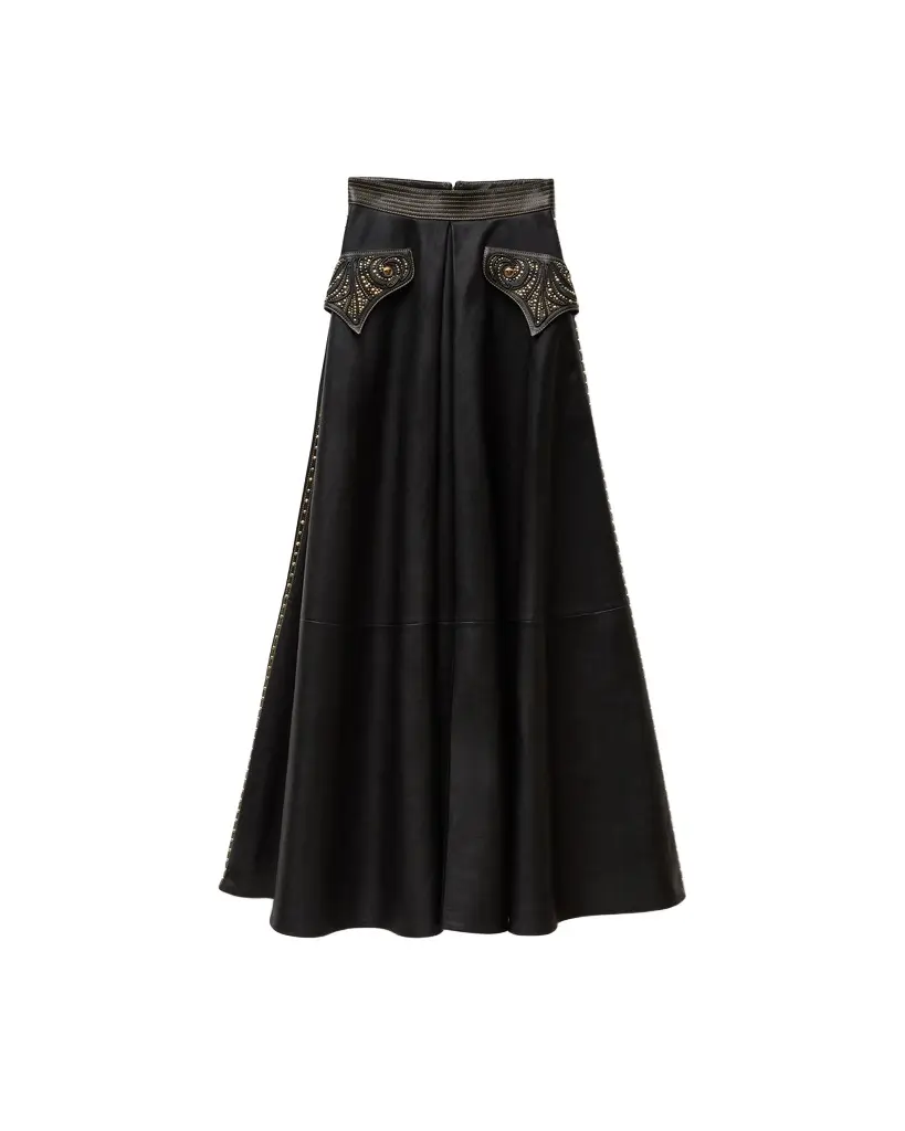 Versace Embroidered Nappa Long Skirt
