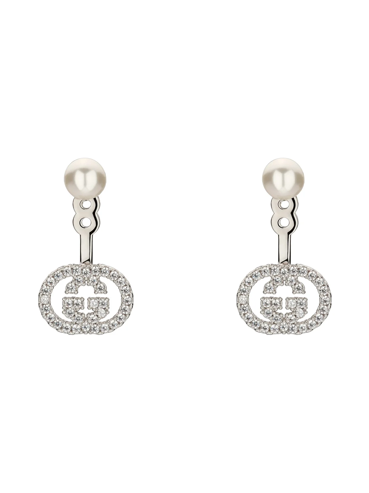 Gucci Pearl And Crystal Ear Jacket Earrings