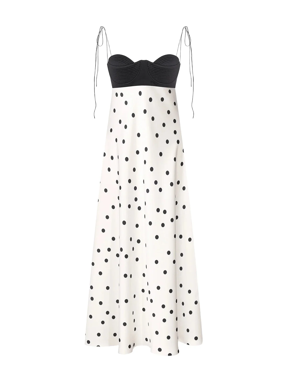 Anna October Erika Polka Dot Satin Midi Dress