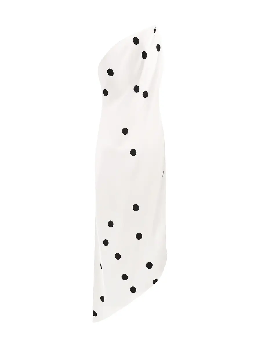 Anna October Mio One-Shoulder Polka Dot Satin Midi Dress | Thumbnail 2 Anna October Mio One-Shoulder Polka Dot Satin Midi Dress | Thumbnail 2