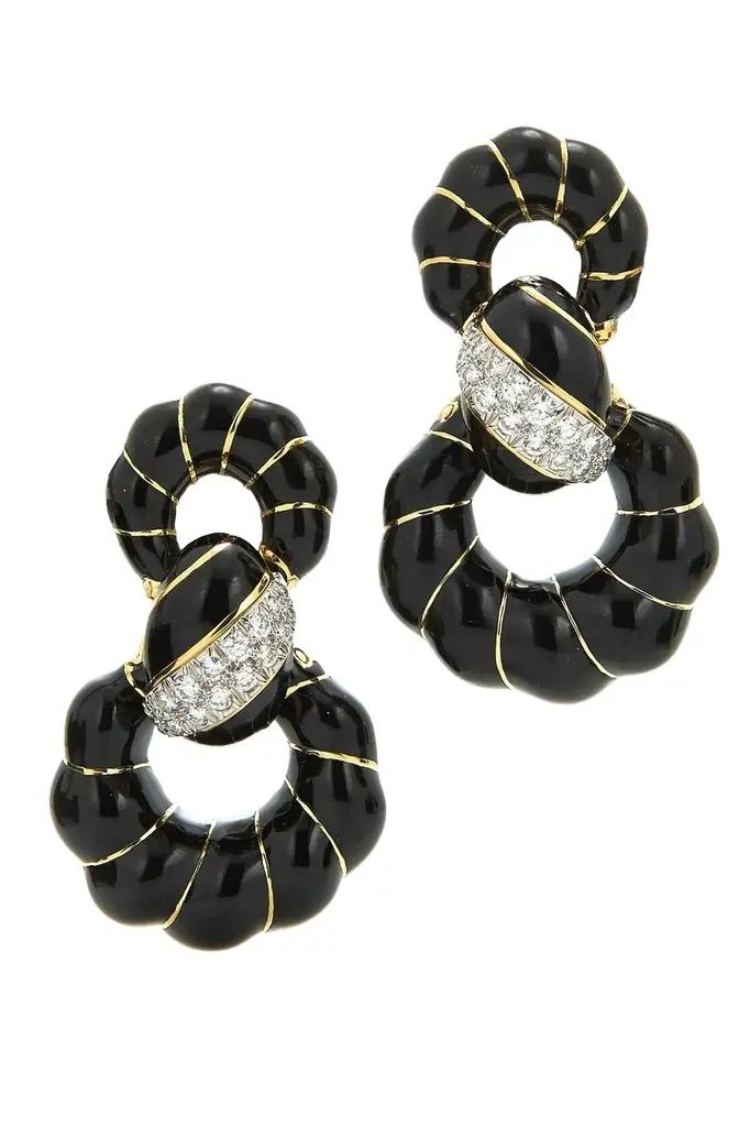Diamond Fancy Enamel Hoop Earrings