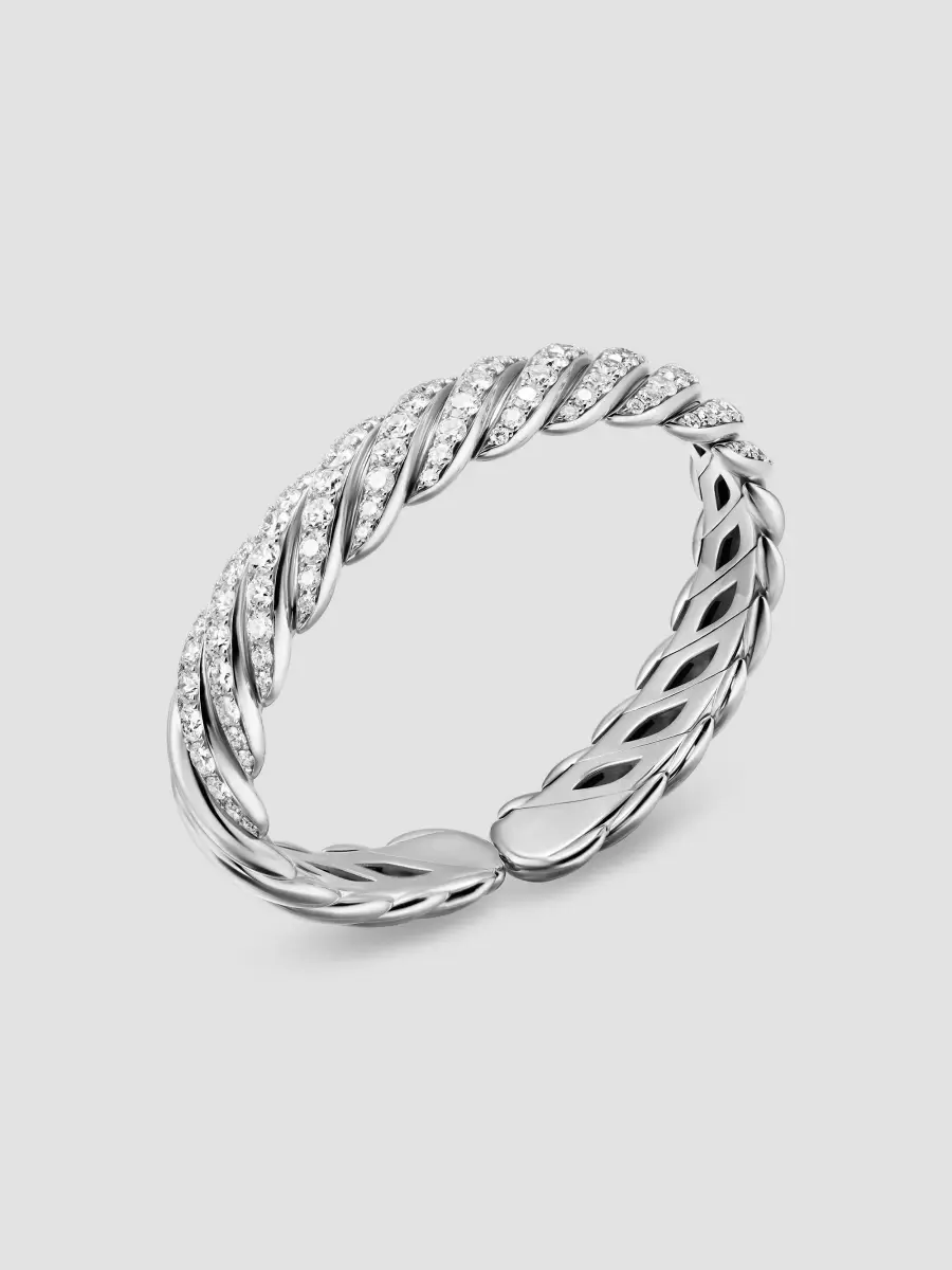 David Yurman Women's Sculpted Cable Flex Bracelet in 18K White Gold | Thumbnail 3