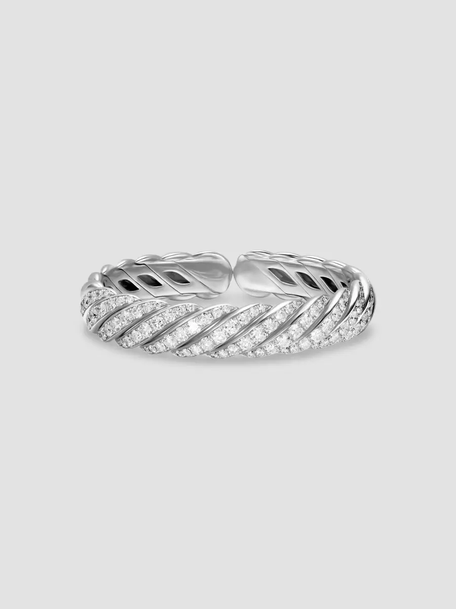 David Yurman Women's Sculpted Cable Flex Bracelet in 18K White Gold | Thumbnail 4